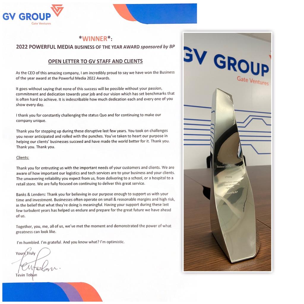 All at GV Group UK are truly surprised yet humbled to receive such an award of recognition from Powerful Media sponsored by BP

We will endeavour to remain agile in our approach, ensuring we continue to use technology to provide an efficient and sustainable service.