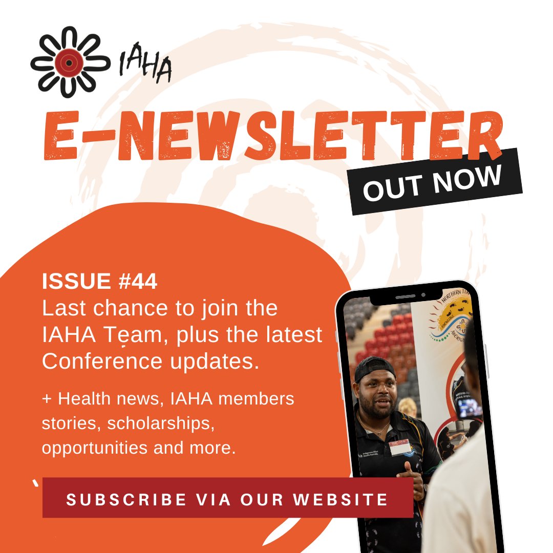 IAHA_National's tweet photo. #IAHA #E-News | The latest edition to hit your inbox! Last chance to join the #IAHAFamily, applications for the Social and Emotional Wellbeing COordinator close this Friday. Plus the latest updates on the IAHA #2022NationalConference. https://t.co/aEMOO1DYB7 https://t.co/YaalyehgQp