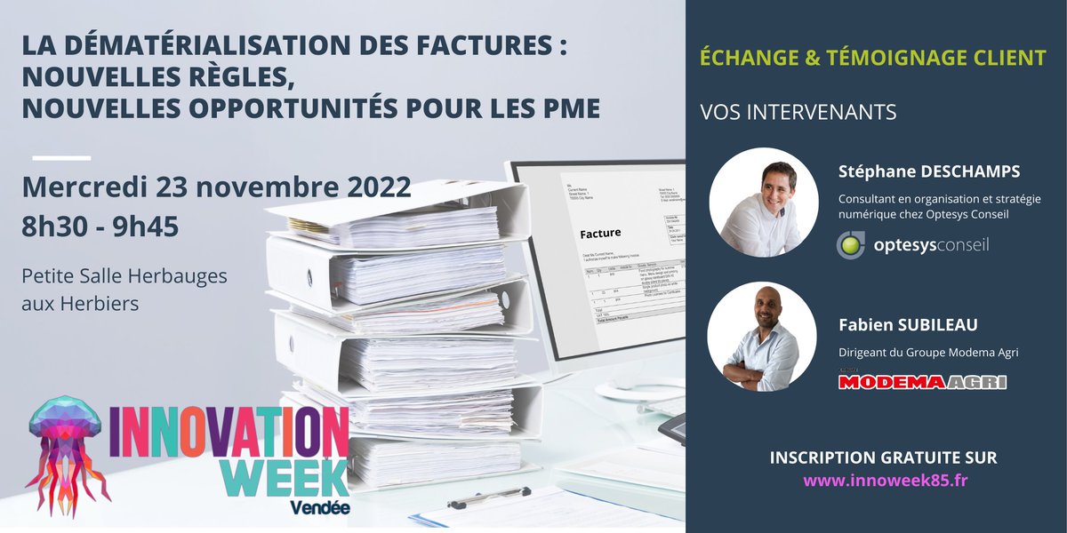 ⌛C’est dès maintenant que les ETI/PME/TPE doivent prendre le virage de la dématérialisation afin d’anticiper cette transition et l’aborder plus sereinement. ➡️RV le 23/11 aux Herbiers pour en parler.