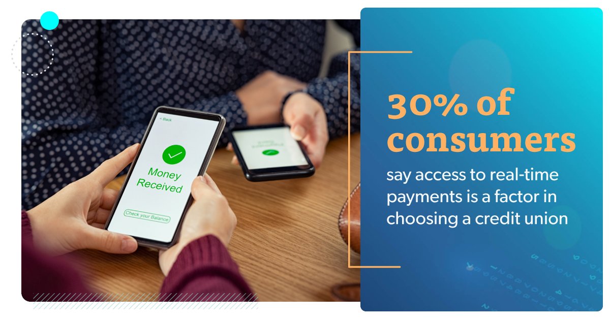 30% of consumers say access to #realtimepayments is a factor in choosing their #creditunion. Don’t miss out on a third of your future members! Get up to speed with the latest innovation in #digitalpayments. bit.ly/3S5sxDd

#ImmediatePayments #InstantPayments