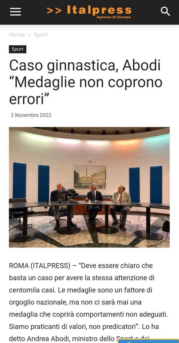 Bravo il ministro <a href="/andreaabodi/">Andrea Abodi</a> sul tema. Ha fatto e detto, secondo me, le cose giuste nei tempi giusti #sport