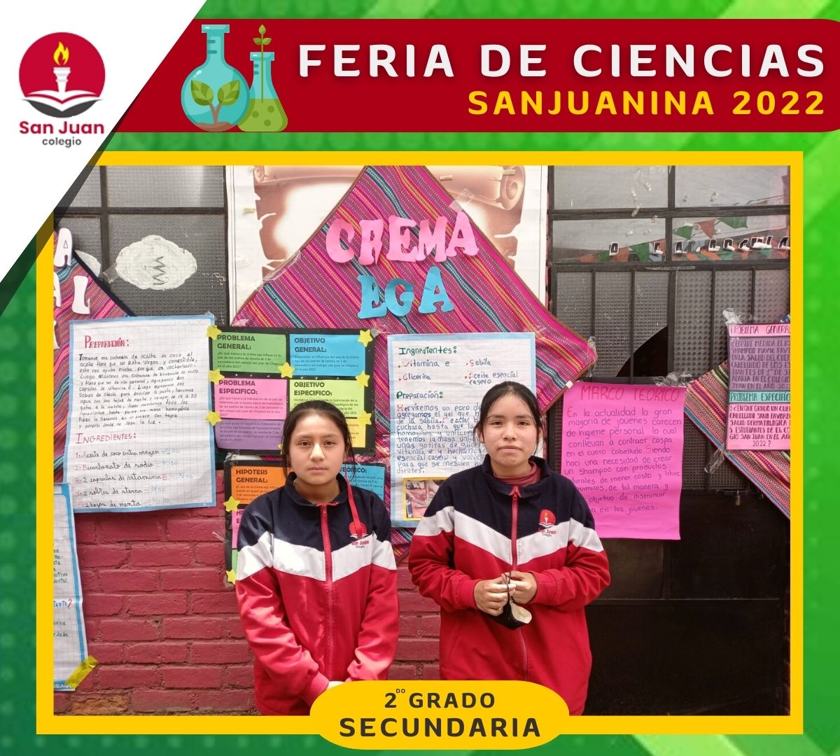 SChupaca's tweet photo. 🔴 FERIA DE CIENCIAS SANJUANINA 2022
✔️ PROYECTOS DE INVESTIGACIÓN 🧪

👉 "CREMA EGA" 👨‍🏫 👩‍🏫
👉 PRODUCTOS PARA LA PIEL HECHOS A BASE DE ALÓE VERA

#colegiosanjuanchupaca #Chupaca #FERIADECIENCIAS2022 #clasesdenatacion #MatriculasAbiertas #matricula2023 #talleressanjuaninos https://t.co/fM6mKSTkif