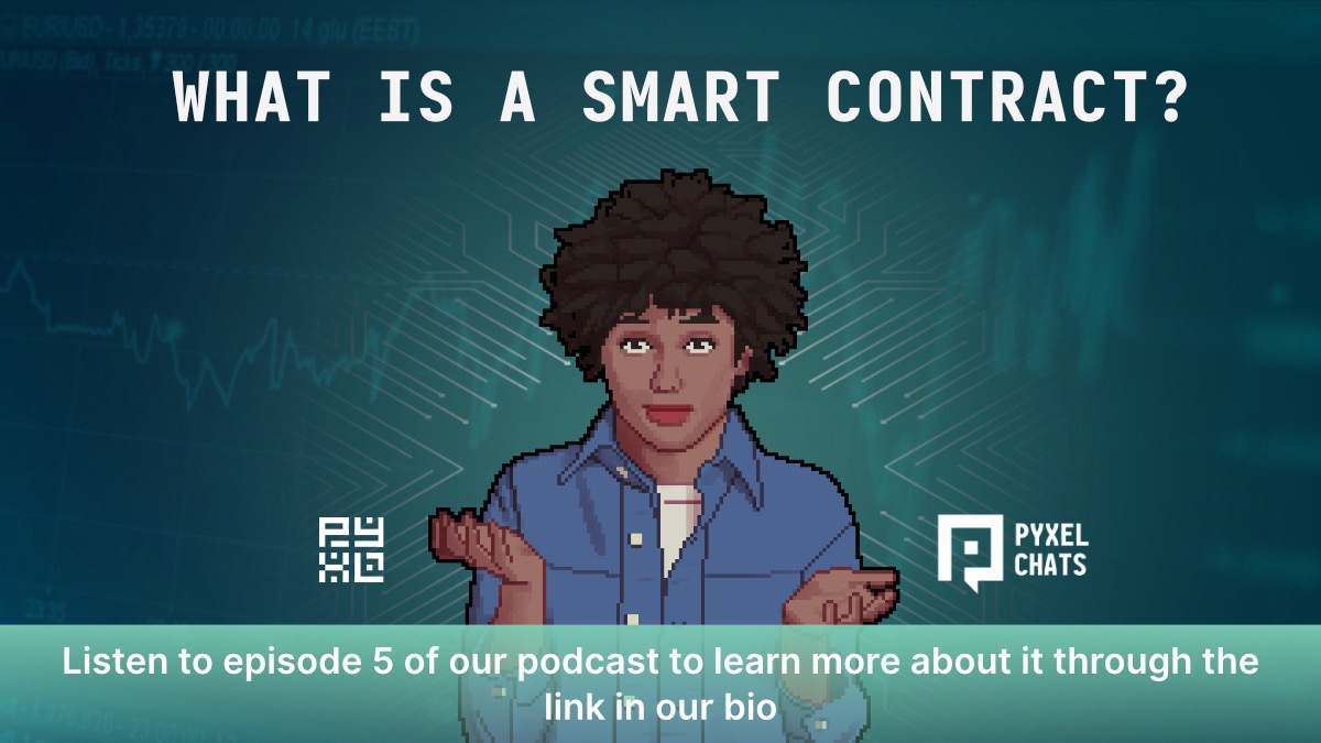 Ever wondered what a #SmartContract is? And before you ask, no, it's not the opposite of a "dumb contract". It is yet another fascinating term often used in the #cryptospace! 👨‍🏫️📚

You can hear all about it in  #PyxelChat #podcast here: apple.co/3QD3arl 👂