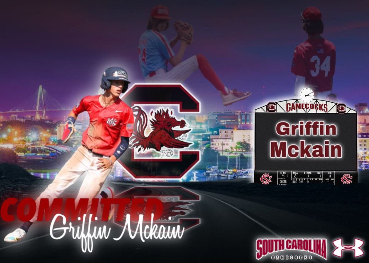 GriffinMcKain1's tweet photo. I am extremely excited and blessed to announce that I will be furthering my academic and athletic career at the University of South Carolina. I would like to thank all the coaches that helped me to fulfill my dreams of playing SEC baseball.#go gamecocks🐔🙏 Thank you everyone! https://t.co/SjggZYcQ6h