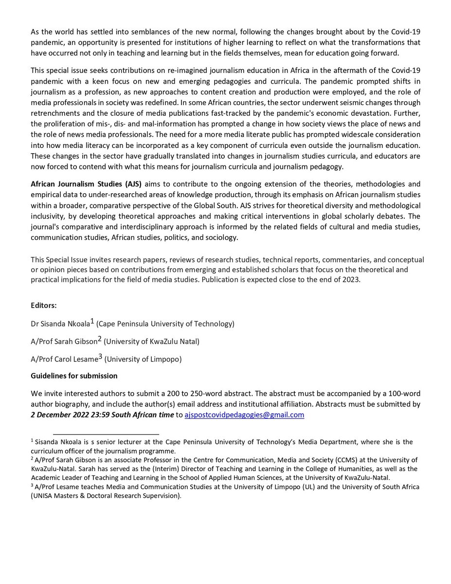 African Journalism Studies (AJS) tweet media