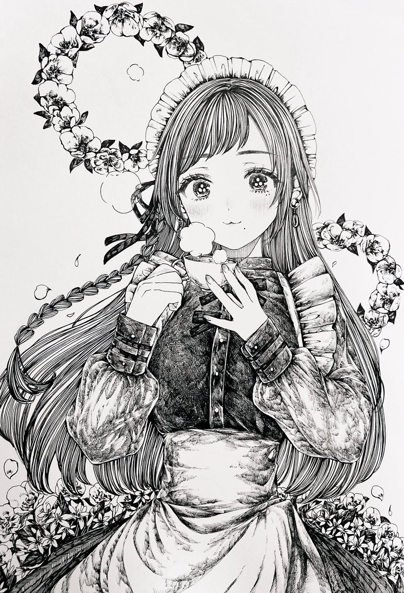souta_16's tweet photo. 「癒される時間をあなたと」

cafe du Miconosさん(@cafe_miconos )のご依頼でメイドちゃんを描かせていただきました！原画は実際にカフェに飾ってくださるそうなので、是非お立ち寄りの際はご覧になってください☺️✨ https://t.co/vwGEDMc5aV
