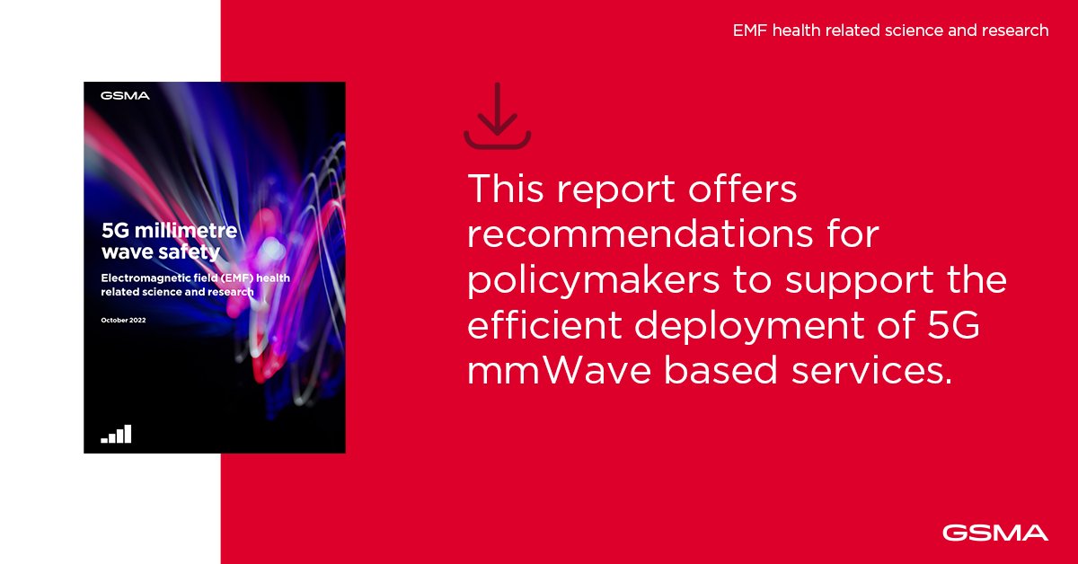 GSMAPolicy's tweet photo. mmWave spectrum is essential for maximising #5G’s potential by offering gigabit speeds and the lowest latencies. This report offers recommendations for policymakers to tackle misinformation &amp; support the efficient deployment of 5G #mmWave based services. https://t.co/nopkx7mZZi https://t.co/p95b6RMZ6l