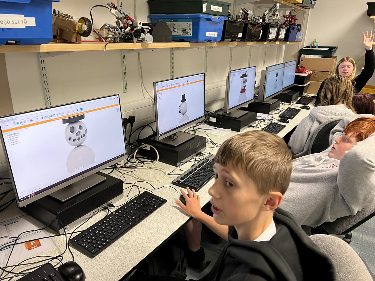 FATech_Ed's tweet photo. 2G working on their @adskFusion360 xmas scene with the addition of snowpersons of character, to compliment their trains and trees.
#FORcreativity https://t.co/zB1Y2WQZte