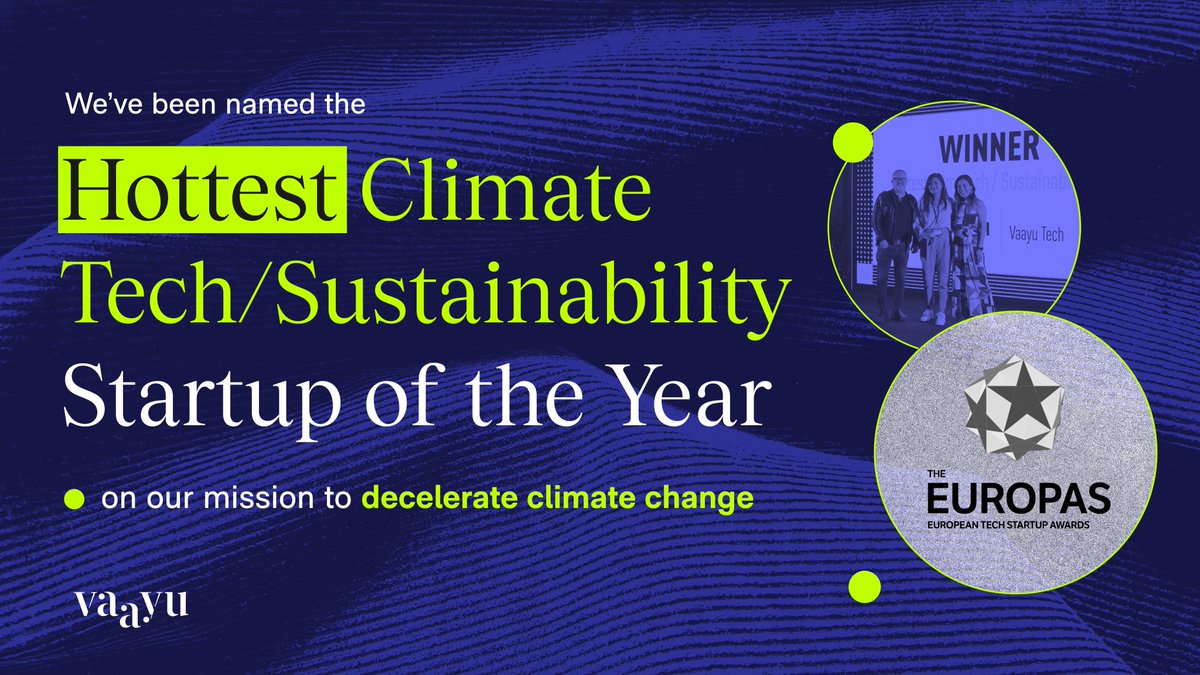 vaayutech's tweet photo. Exciting news! We won @TheEuropas 2022 Climate Tech / Sustainability Award. This year's winners were announced at a ceremony in Lisbon last night. We couldn't be more excited to be recognized as part of Europe's rich history in scientific and tech innovation. #vaayutech https://t.co/Pj4V2gmlyN