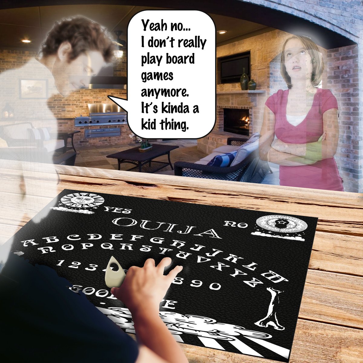 1BigLiar's tweet image. I asked my #ouija board for the name of my future wife.
What kinda name is hahaha? 🍌💀🍌