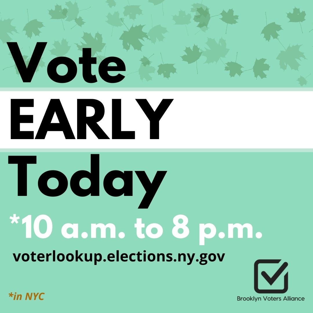 Polls are open from 10 am to 8 pm in NYC. Hours vary outside NYC. Go to voteearlyny.org or your local board of elections website to find your poll site!⁠
⁠