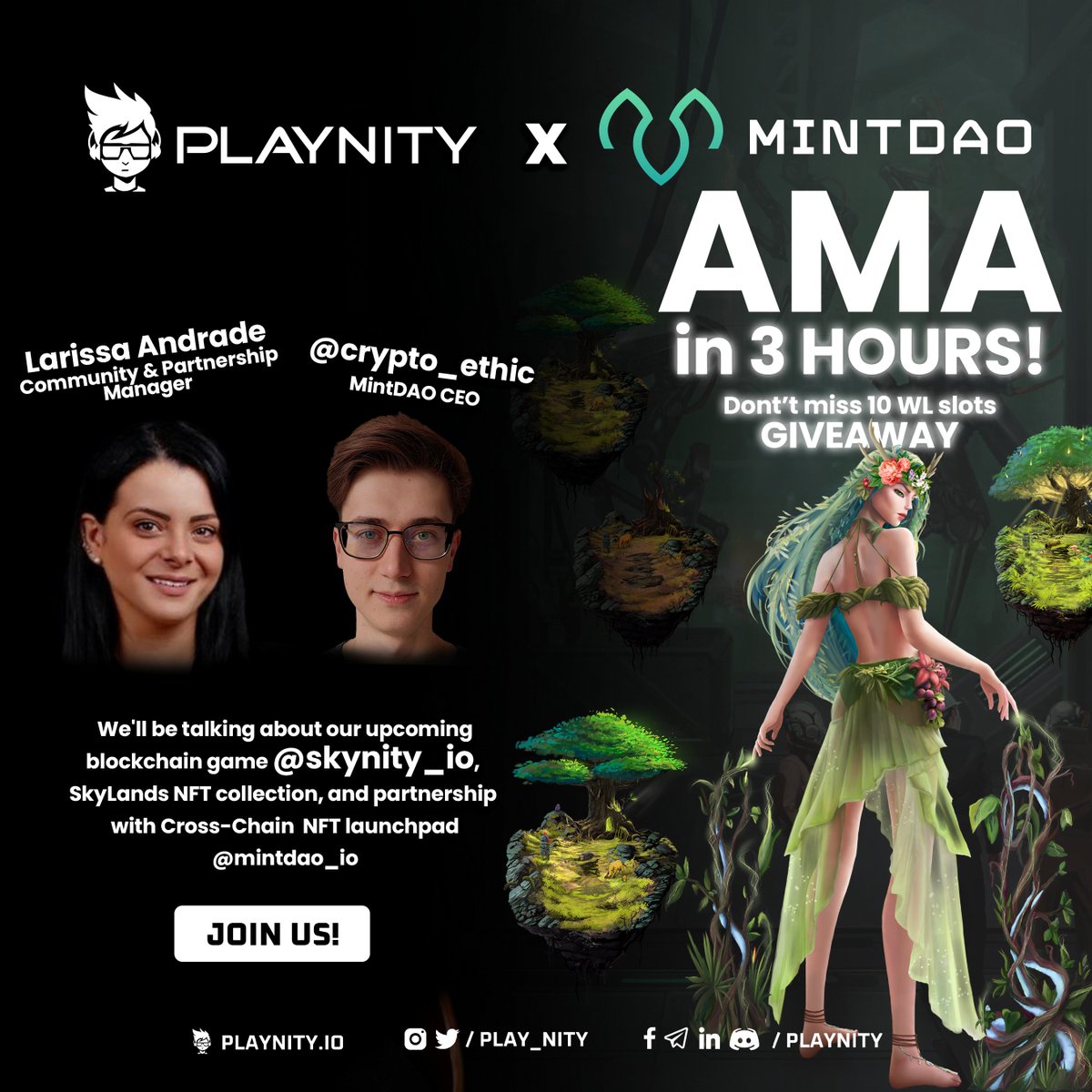🚨The event will happen at 6 pm UTC / 7 pm CET

📢 Meaning that we're going LIVE in 3 hours for AMA and #Giveaway with <a href="/mintdao_io/">MintDAO</a> ✨

Join us to hear more about <a href="/SkyNity_io/">SkyNity</a> and take part in a #Whitelist slots giveaway!👇

x.com/i/spaces/1zqKV…