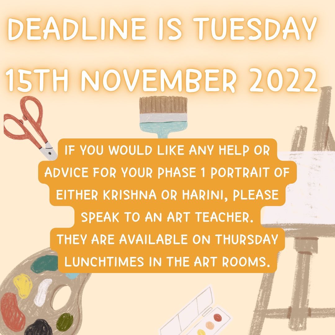 All information is on your Form Google Classroom page! #teamausten 🦁🎨🖼 <a href="/QueenElizHigh/">Queen Elizabeth's High School</a>