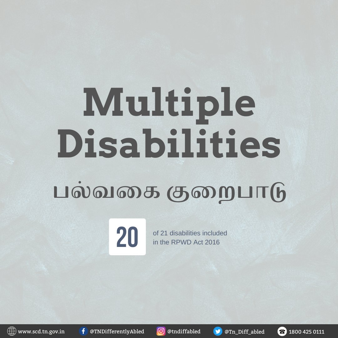 Tn_Diff_abled's tweet photo. #பல்வகைகுறைபாடு என்றால் என்ன? #மாற்றுத்திறன்-களை பற்றி மேலும் அறிந்துகொள்ள எங்கள் சமூக ஊடகங்களை பின்தொடரவும். #மாற்றுத்திறனாளிகள் 

What is #MultipleDisabilities? Watch our page as we share more on #DisabilityAwareness #DisabilityCommunity  #RPwD

@CMOTamilnadu @socialpwds https://t.co/VadtRk1SMm