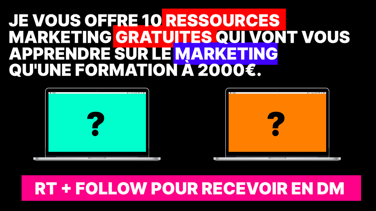 infomoneypro's tweet photo. Je vous offre 10 ressources GRATUITES qui vont vous apprendre énormément de choses sur le marketing (plus qu'une formation à 2K€).

RT + FOLLOW pour recevoir en DM 🥂 https://t.co/5kKEG3L7Bh
