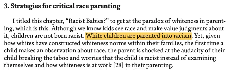 TheRabbitHole's tweet image. Studying #CriticalRaceParenting (CRP), derived from Critical Race Theory (CRT), makes a few things clear:
- CRP (by extension CRT) includes children in its target audience and is in schools.
- The scope of parenting is *not* limited to a child's parents.
tinyurl.com/bdzhc549