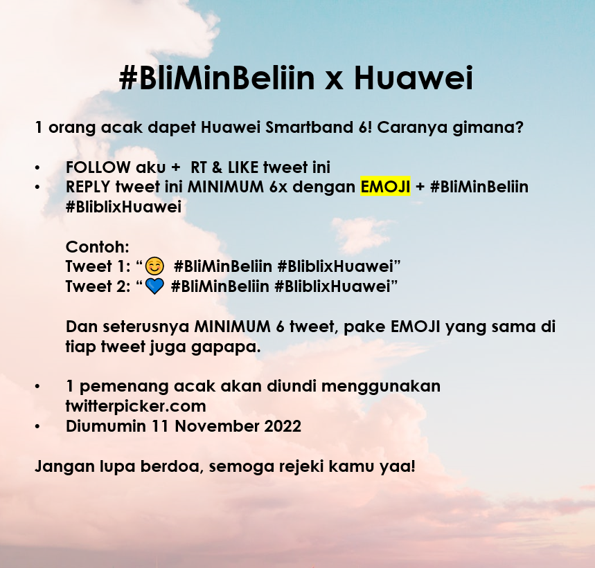 bliblidotcom's tweet photo. Mau #BliMinBeliin Huawei Band 6 ✨𝒈𝒓𝒂𝒕𝒊𝒔✨?

Cek gambar untuk caranya, yuk coba lagi hokinya! Semoga rejeki yaaaa! 🚀🔥 

Btw, Huawei lagi pada diskon! Klik: https://t.co/W3eW3Gyrd7 #BliblixHuawei https://t.co/XEsmoFAeRR