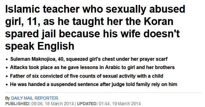 jimmy_1975's tweet photo. March 2014 - This is Suleman Maknojioa father of six - who is an Islamic teacher was spared jail - after sexually abusing girl aged 11 - because his wife does not speak English &amp; family rely on him https://t.co/ELnrBiRiwd