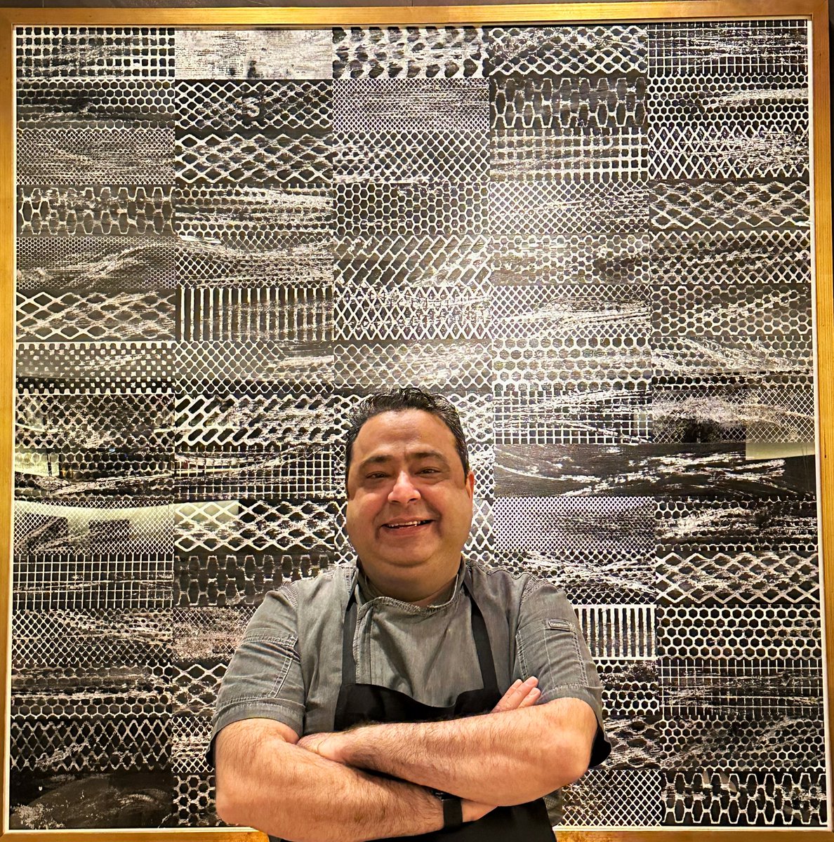 My favourite artwork at @IndianAccentNYC... it is nice and clever… the sides of matchboxes placed in a unique way..Interestingly, every morning our kitchen begins the day with lighting a matchbox…WOW! #indianaccent #manishmehrotra #chefmanishmehrotra #nyc #newyork #newyorkcity