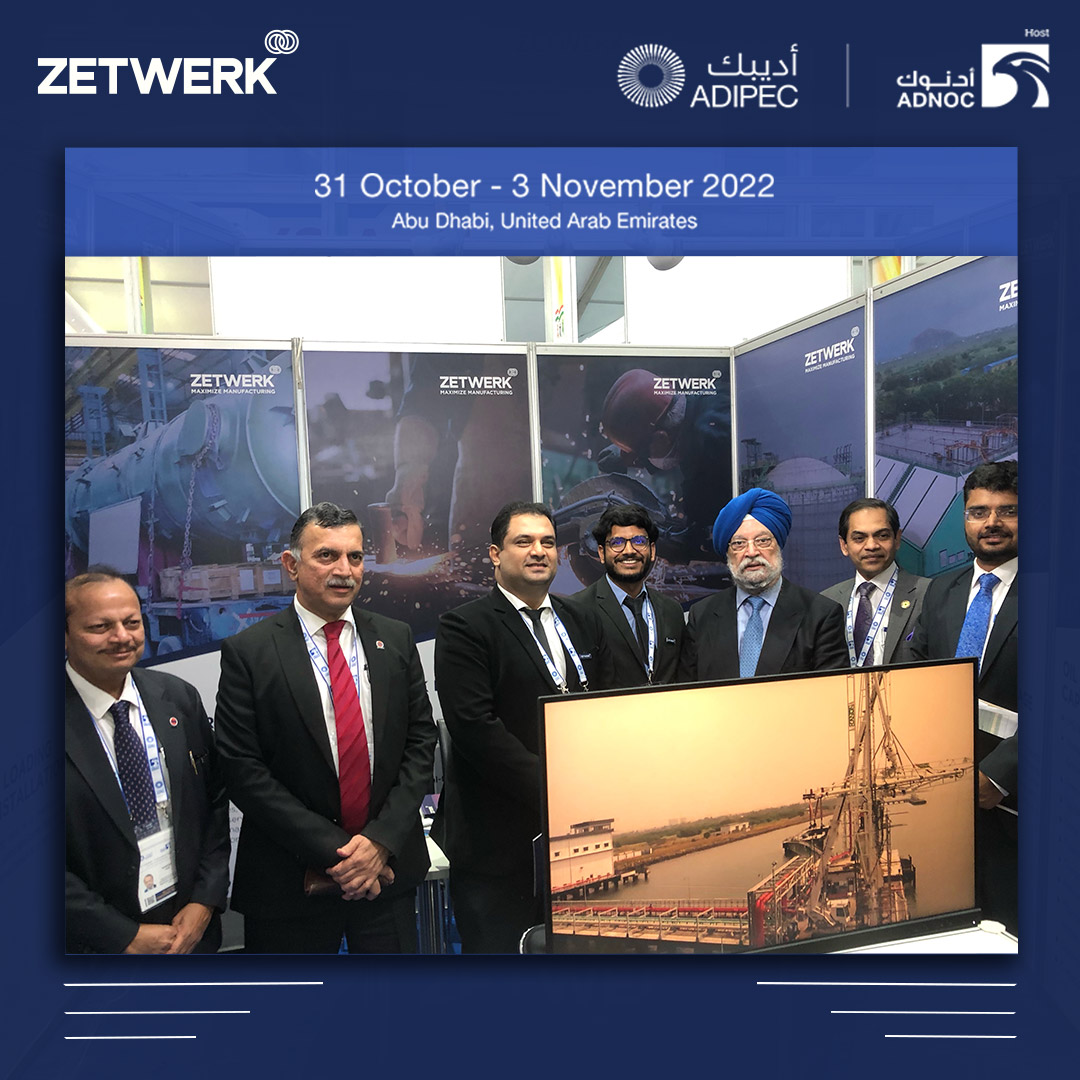zetwerk's tweet photo. We had the honour of having Hon. Minister for Petroleum &amp; Natural Gas Shri. @HardeepSPuri  at our stall at #ADIPEC2022, the premier Oil &amp; Gas Exhibition in Abu Dhabi, UAE. We are thankful for his appreciation of our #MakeInIndia contributions.

#ZetwerkAtADIPEC
@PetroleumMin https://t.co/DPTdWMN5q2