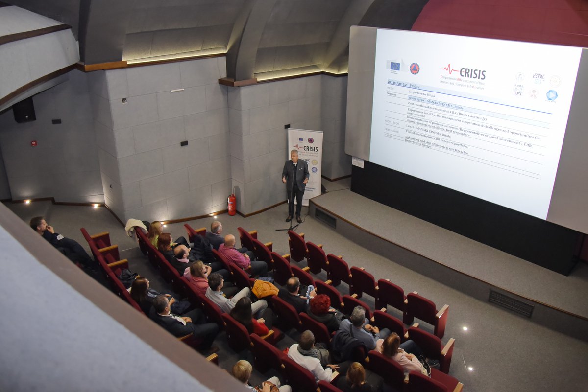 CRISIS_project_'s tweet photo. Final project workshop was held in the period 20-21 October 2022 in Skopje (IZIIS) and Bitola with attendance of more than 50 people, not only form the partner counties (N. Macedonia, Albania, Greece &amp; Italy) but also from the other countries form the region.

#crisis #risk https://t.co/eCtKrT7olt