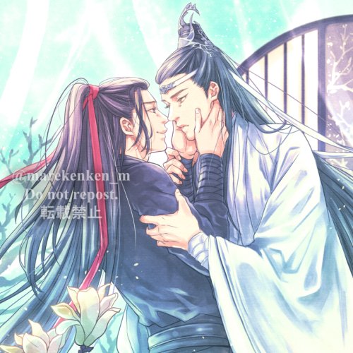 multiple boys 2boys yaoi chinese clothes male focus long hair flower  illustration images