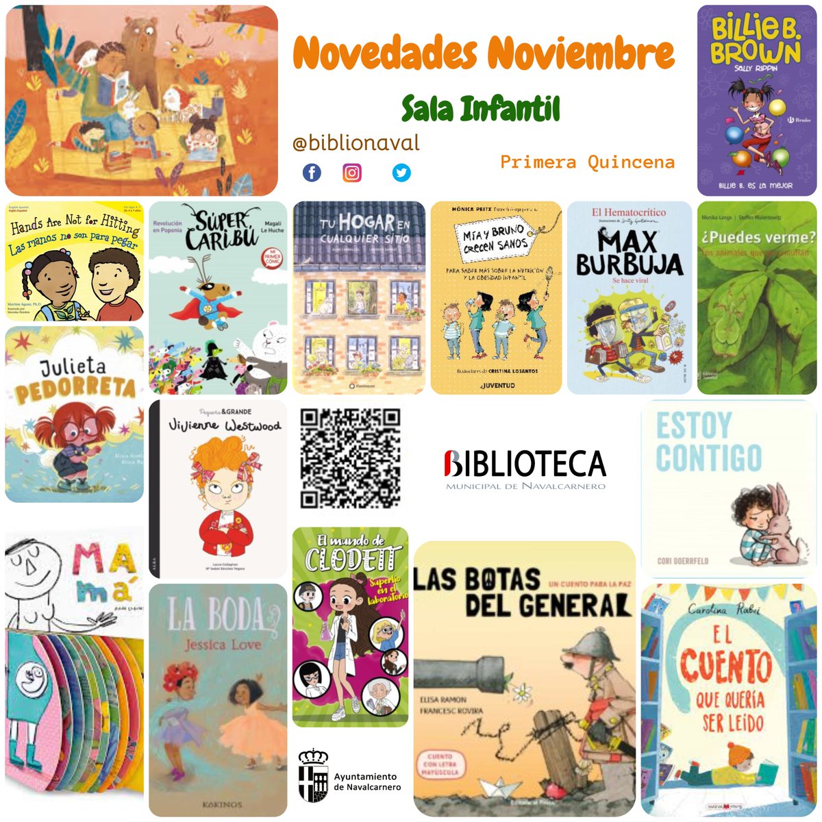 biblionaval's tweet photo. ¡¡¡#Noviembre ya está aquí!!! y las castañas🌰🌰, las hojas🍂🍁, las lluvias ☔️☔️ y… ¡¡¡Las novedades de @biblionaval!!!😍🥳🎬📚 Seguro que os gusta alguna 😜 #LecturasNoviembre #CineNoviembre #BibliotecasPublicas #Leeresunbuenplan #SofaLibroyManta #SofaPeliyManta https://t.co/foPOcjXCXP
