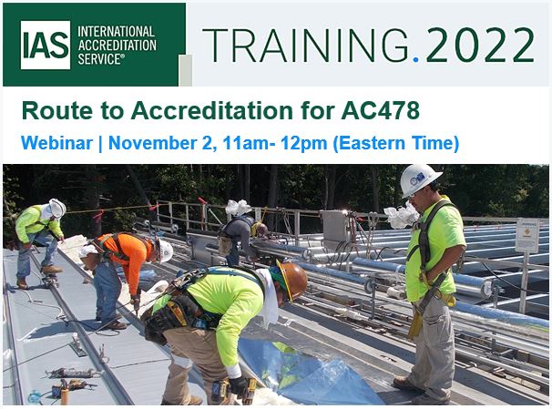 IntlAccredSvc's tweet photo. Metal Building Assemblers: Register now for "Route to Accreditation for AC478", the topic for the free Webinar presented by IAS today, 11am-noon (Eastern). https://t.co/84OI4pXj5w #AC478 #IASTraining #MetalBuildingAssemblers https://t.co/7FmcixzPSI