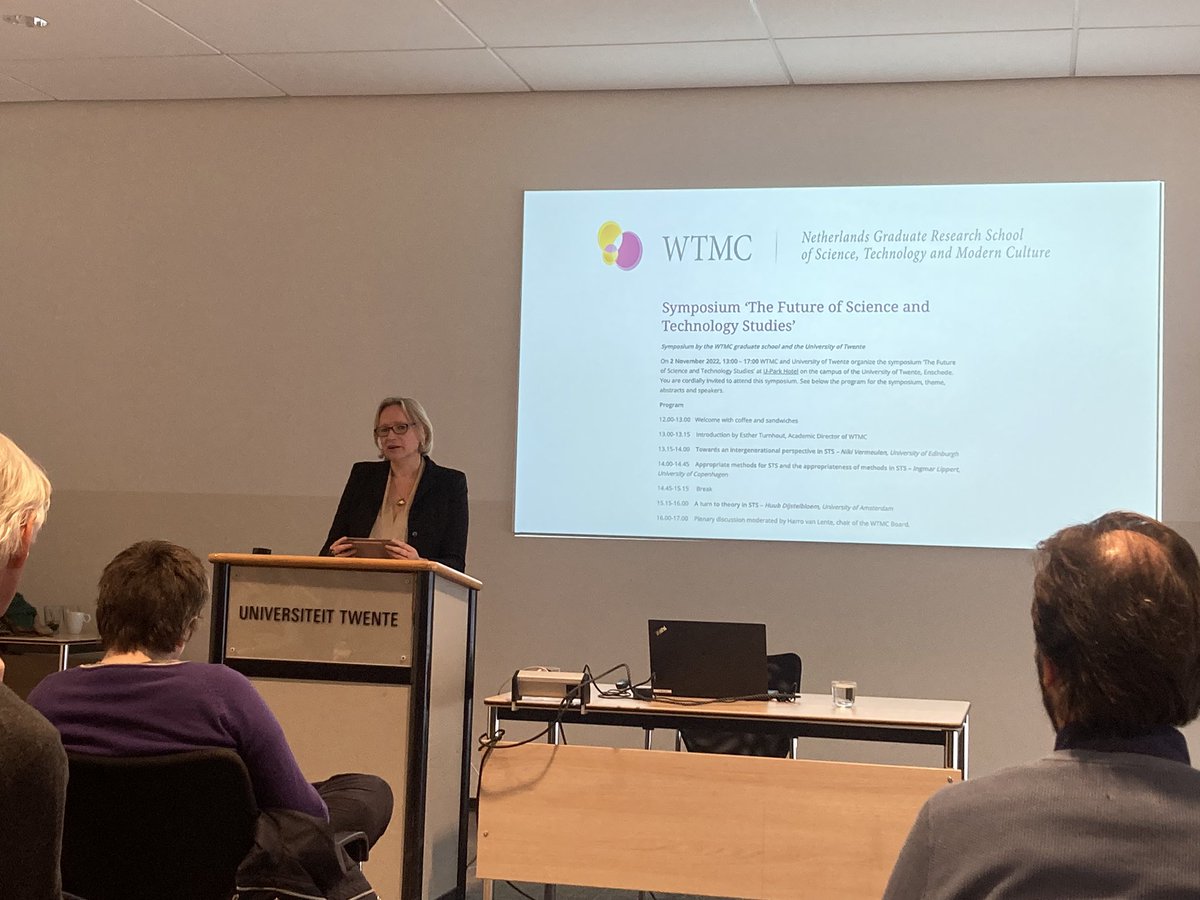 wtmc_net's tweet photo. @EstherTurnhout opens WTMC symposium on ‘The Future of Science and Technology Studies’ https://t.co/4HByfEgrfH at the @utwenteEN @UTwente!#excitingafternoonahead #sts https://t.co/DFkwC1zlX0