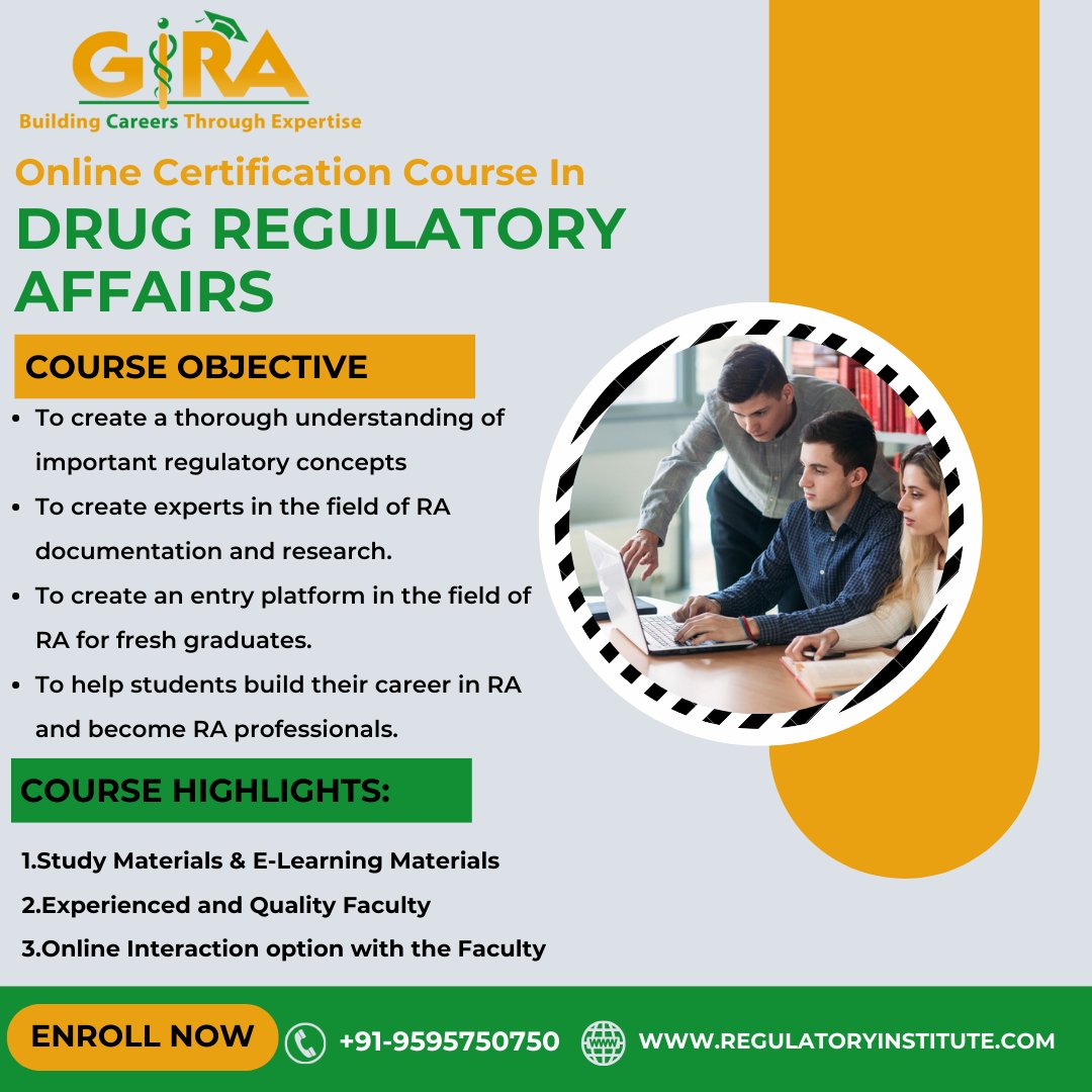 Turn your passion into a career with GIRA...
Join the job-oriented Drug Regulatory Affairs Program and Become a Drug Regulatory Expert.
More info visit:bit.ly/3uiPCWK
#drugregulatory #drugregulatoryjob #drugregulatorycareer #drugregulatoryaffairscourses