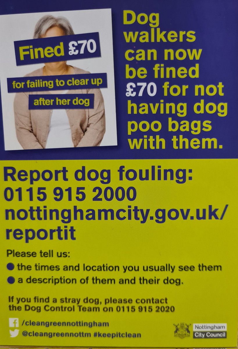 Over the past few days, 2 dog walkers in Basford have been issued with fixed penalty notices for not having dog bags or a suitable device to clear up after their dog. 🐕🗑🐾 #keepitclean @LindaWoodings @nick_raine @SafeNottm
