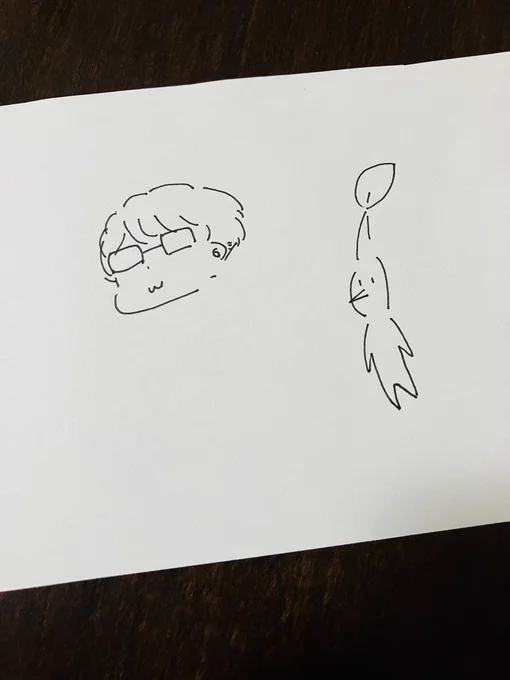 ふぁぼたにさんが描いた櫻田です。ちゃんと刈り上がってる。右はピクミン。 
