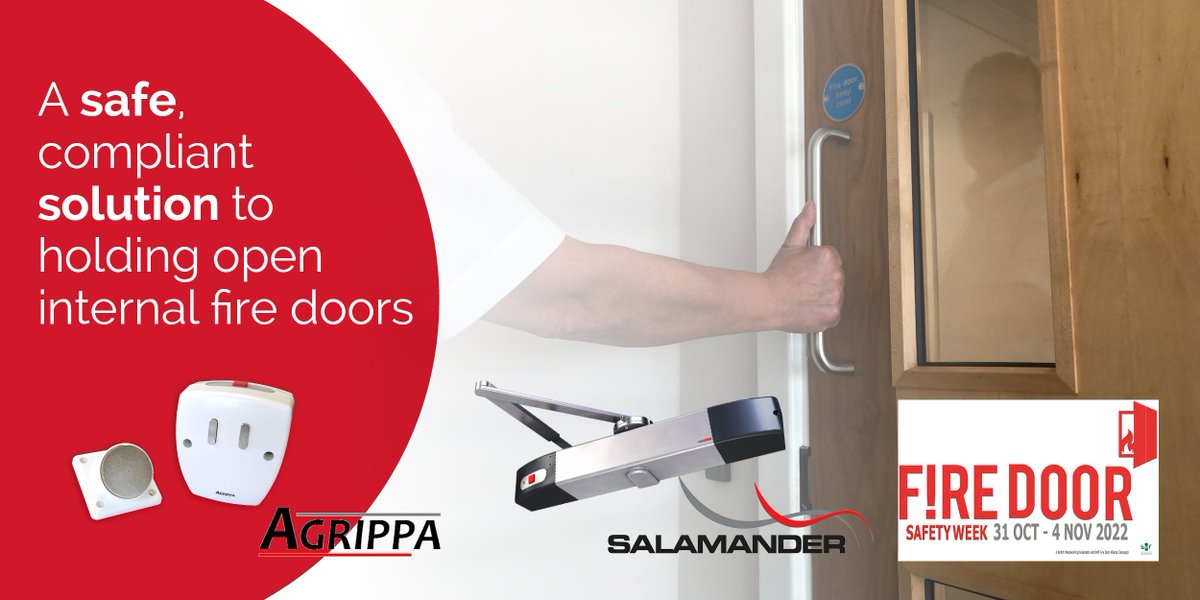 SGGeofire's tweet photo. So, what exactly is a Fire Door?
@FireDoorAll has issued a new video explaining the six key components of a fire door.
https://t.co/BfklSlEGWr
The Agrippa and Salamander range of fire door holders and closers provide safe, compliant ways to hold fire doors open.
#safety #FDSW2022 https://t.co/0tBfokt1mV