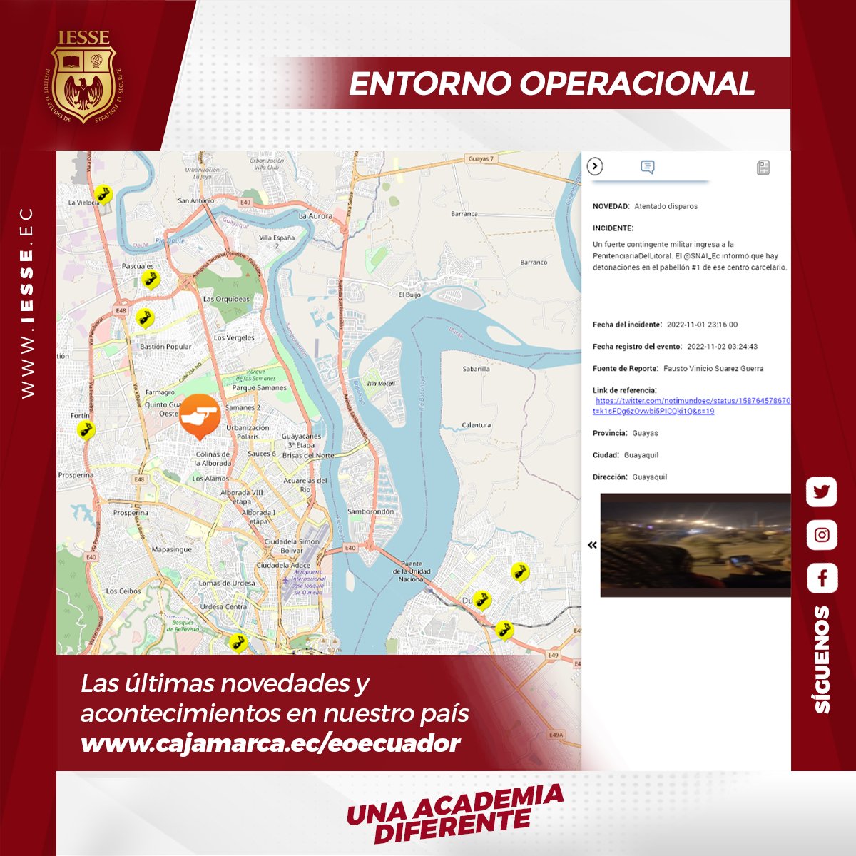 IESSE_ec's tweet photo. Actualización Entorno Operacional,
Martes 2 de Noviembre.
Los últimos acontecimientos dentro de nuestro país.
Haga click en el enlace:
https://t.co/s6kC5UKQVG
#EntornoOperacional #SomosIESSE #EstadoDeExcepción https://t.co/cy2ocEPDpB