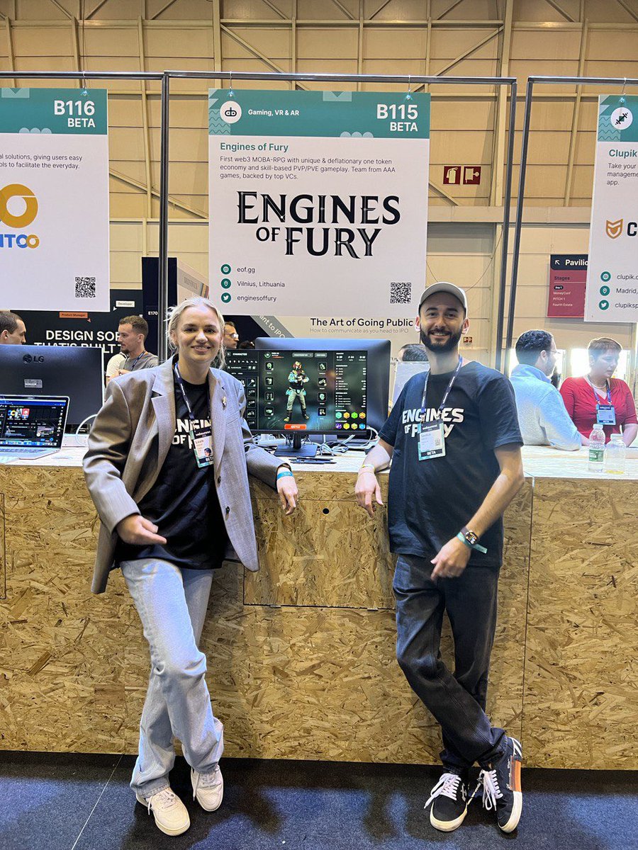 Engines of Fury 🎮 (@enginesoffury) on Twitter photo Officially live at @websummit!
EoF is bringing the 1st ever 3D MOBA-RPG experience to #web3 🎮
Visit our📍stand B115 | pavilion 1 (nearby <a href="/binance/">Binance</a> 👀) to learn our agenda in person.
Exclusive project showcase straight from CEO <a href="/aleksa_saulius/">Saulius | Engines of Fury</a> & CMO <a href="/LauraAlekse/">Laura | EoF</a>. #WebSummit Officially live at @websummit!
EoF is bringing the 1st ever 3D MOBA-RPG experience to #web3 🎮
Visit our📍stand B115 | pavilion 1 (nearby <a href="/binance/">Binance</a> 👀) to learn our agenda in person.
Exclusive project showcase straight from CEO <a href="/aleksa_saulius/">Saulius | Engines of Fury</a> & CMO <a href="/LauraAlekse/">Laura | EoF</a>. #WebSummit