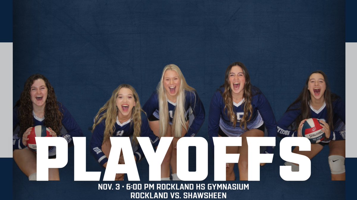 🏐MIAA D4 Volleyball Playoffs. #15 Rockland takes on #18 Shawsheen; Thursday November 3 @ 6 PM. 🏐Tickets will be $5 sold at the door!