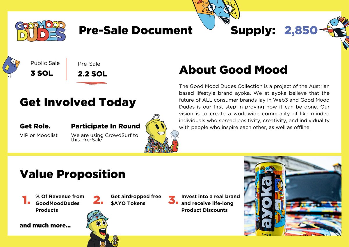 goodmooddudes's tweet photo. Gm Solana ☕️

Our pre-sale will be live at 17.00 UTC, for more information dive into our discord ❤️

See you there fam👊 https://t.co/c9wMVL0hyH