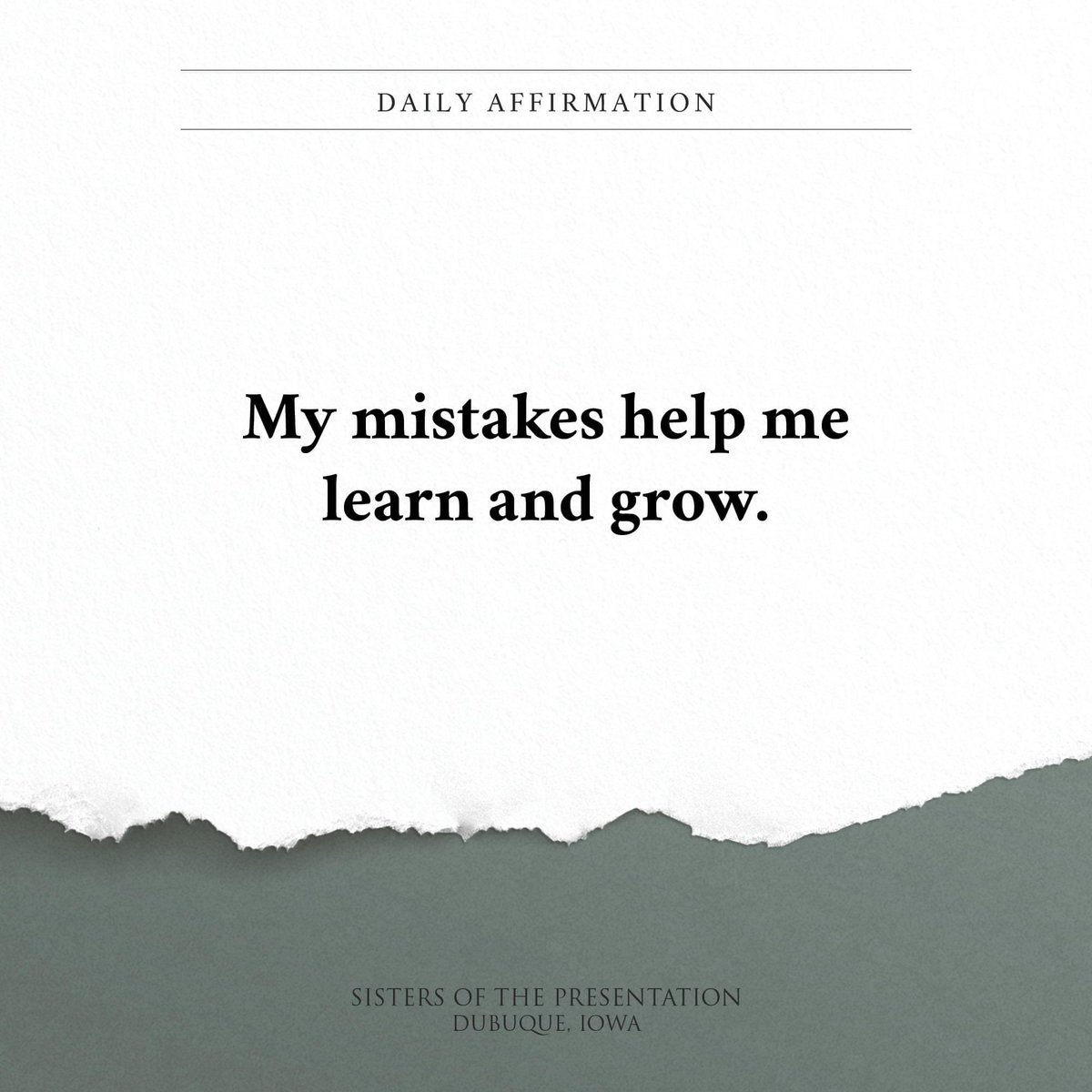 Daily Affirmation: My mistakes help me learn and grow. #dbqpbvms #dailyaffirmations