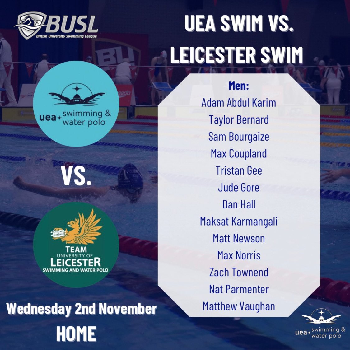 UEASWPClub's tweet photo. Head down to UEA Sportspark for 1:30pm to see us race! It's going to be a speedy afternoon 🔥

#busl #buswimmingleague #ueaswimmingandwopo #ueaswimming #ueasport https://t.co/6uC0zL6nJG