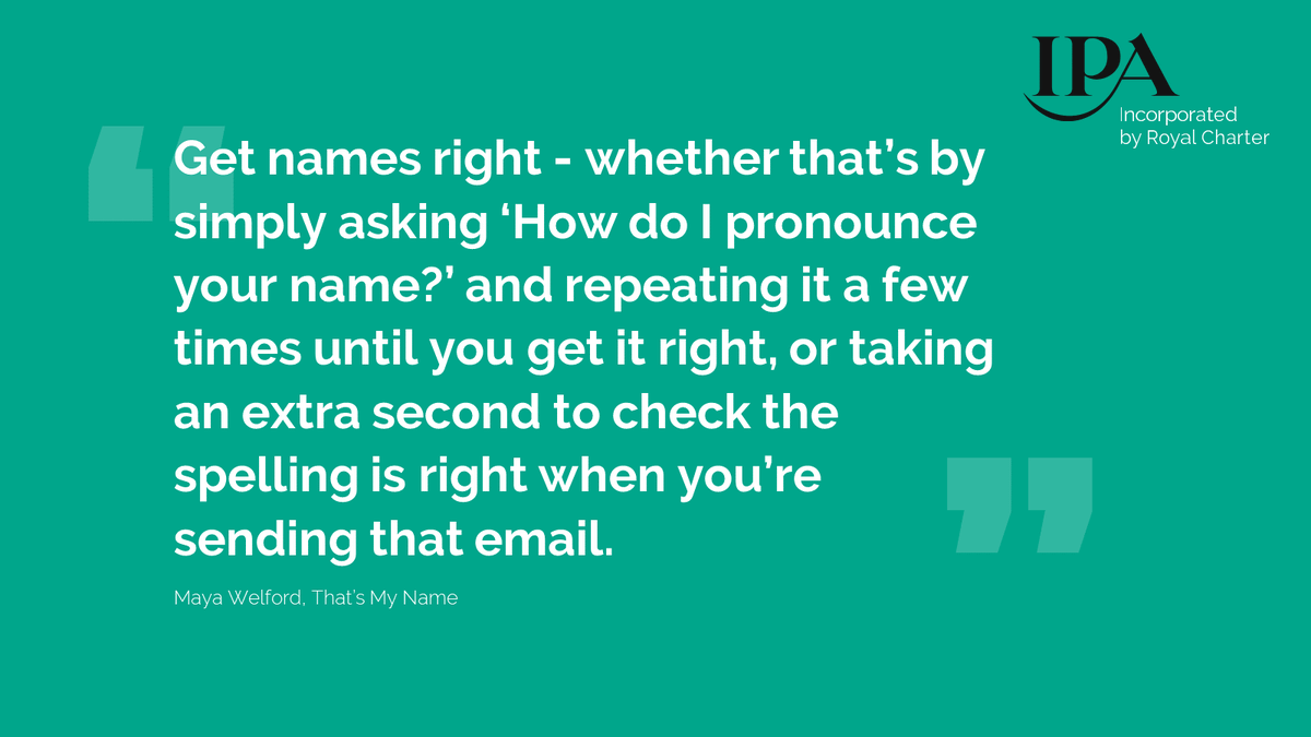 That’s My Name's Maya Welford explains why names are a vital part of one’s identity &amp; how getting names right can be an easy to show respect.

Here are some easy ways you can enhance your DE&amp;I efforts through names: ow.ly/fz6k50LrKai