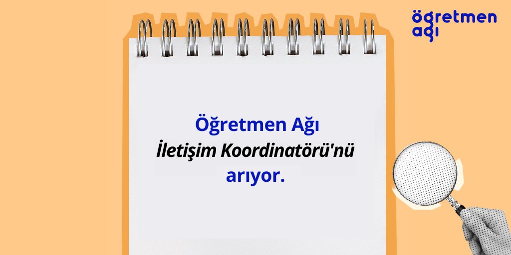 Öğretmen Ağı, İletişim Koordinatörü'nü arıyor, son başvuru 20 Kasım 2022 ⌛️ Başvuru ile ilgili ayrıntılı bilgiye ulaşmak için 👉 bit.ly/3FD7apx