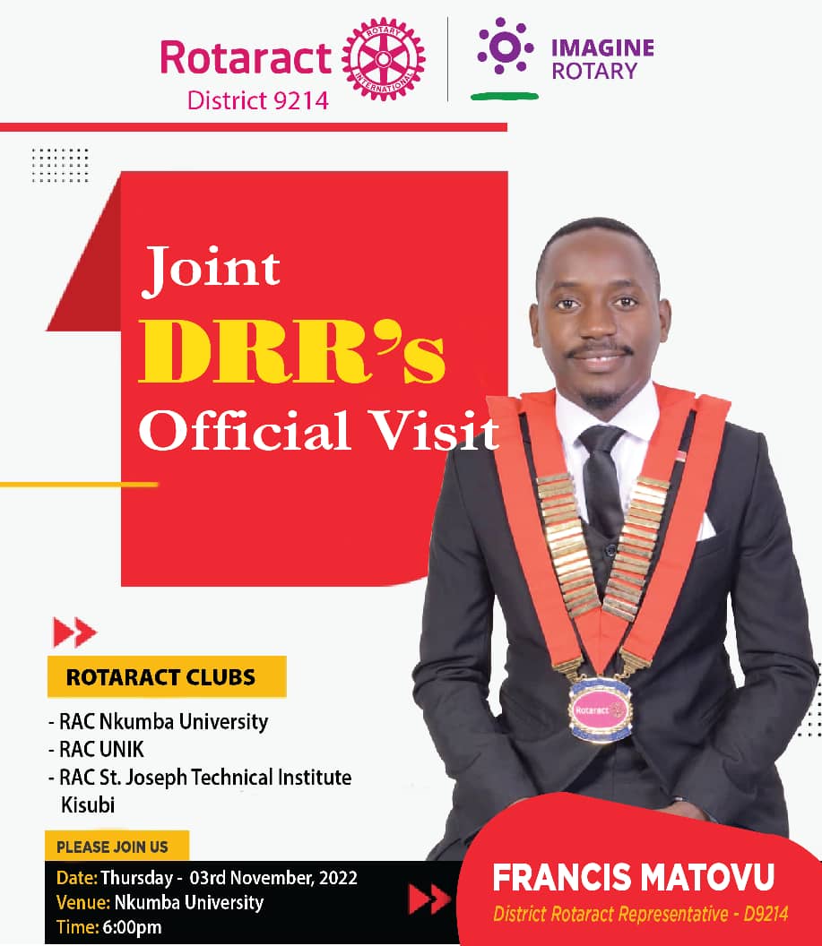 rct_of's tweet photo. Join us as we welcome our own @Matovufrancis53 the DRR @RotaractD9214 .
@ClubNkumba https://t.co/2eRzIlKkon