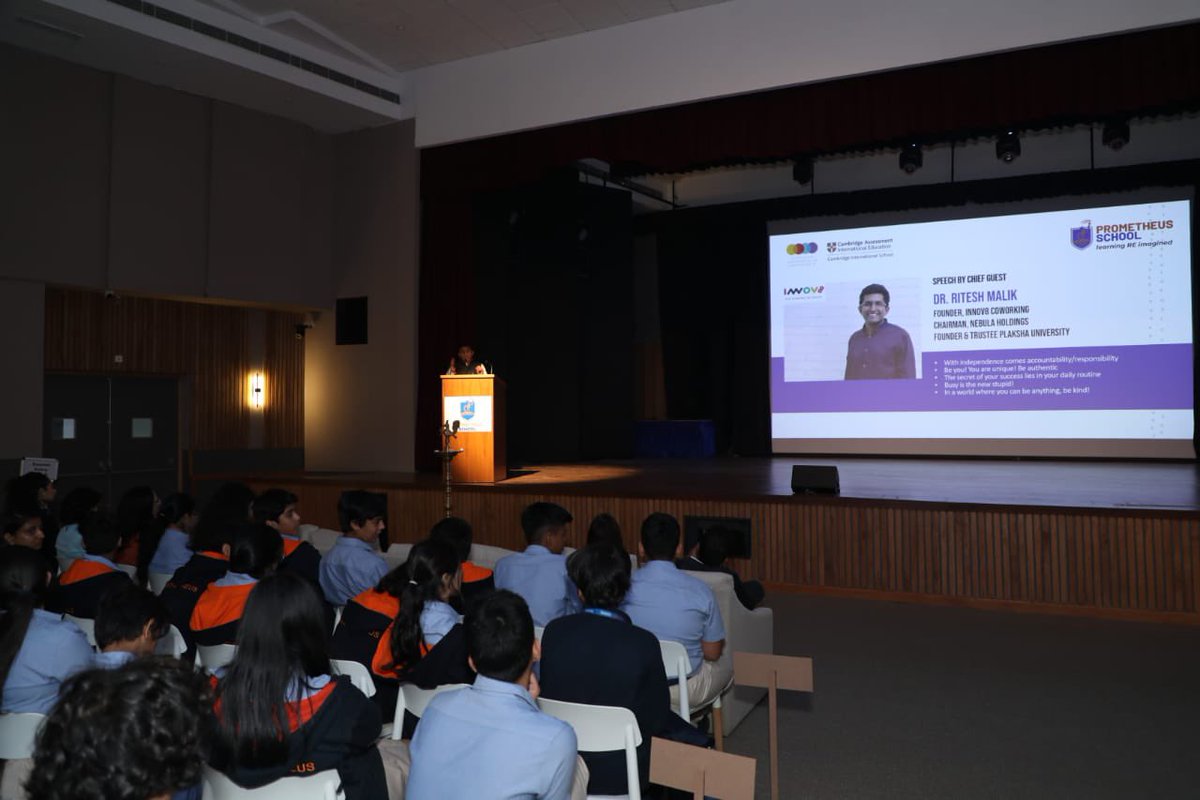 drriteshmalik's tweet photo. It was so good to speak with students at @Prometheus_Edu in Noida today. The school focusses on overall development of kids rather than just academic. Deeply impressed with what @MukeshQAIT Ji has created with sheer love &amp; passion. https://t.co/FHspfS5bUU