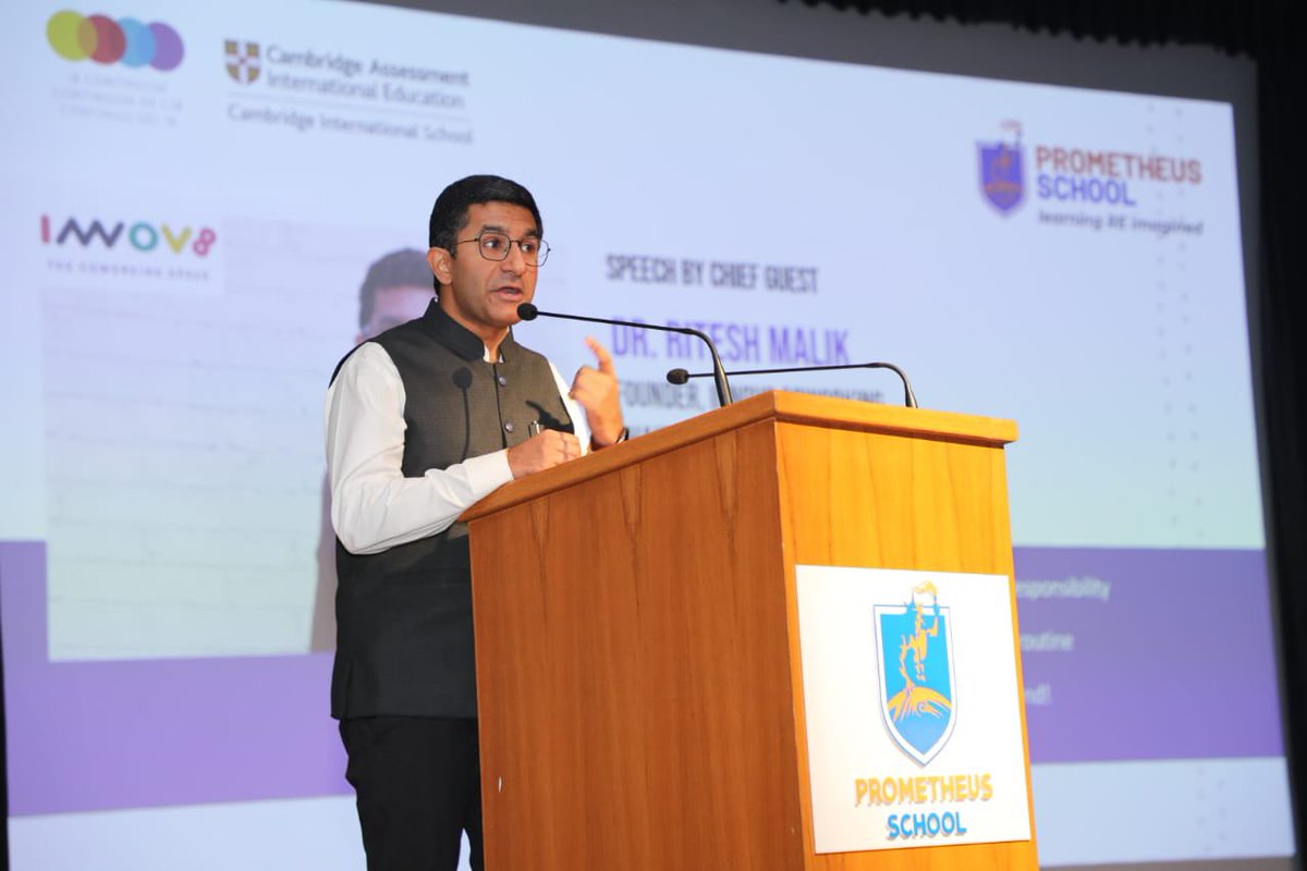 drriteshmalik's tweet photo. It was so good to speak with students at @Prometheus_Edu in Noida today. The school focusses on overall development of kids rather than just academic. Deeply impressed with what @MukeshQAIT Ji has created with sheer love &amp; passion. https://t.co/FHspfS5bUU