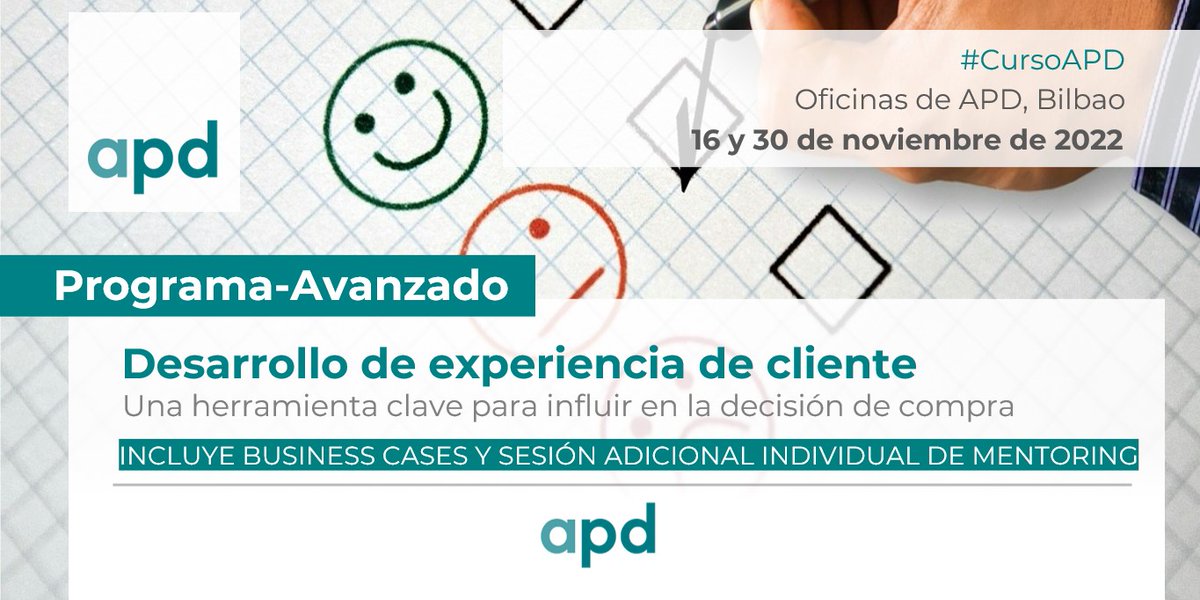 ItxasoGarciaRio's tweet photo. ¿Quieres entender mejor al cliente y su experiencia en el proceso de compra? En @APDasociacion os ayudamos con este curso organizado junto a Ana Blanco de @GrupoBentas, @GomezOruna de @viajeseroski y Verónica Abrisqueta de @MedicalOptica. + info en https://t.co/JA4K7wqjF8 https://t.co/gD8nIlov8x