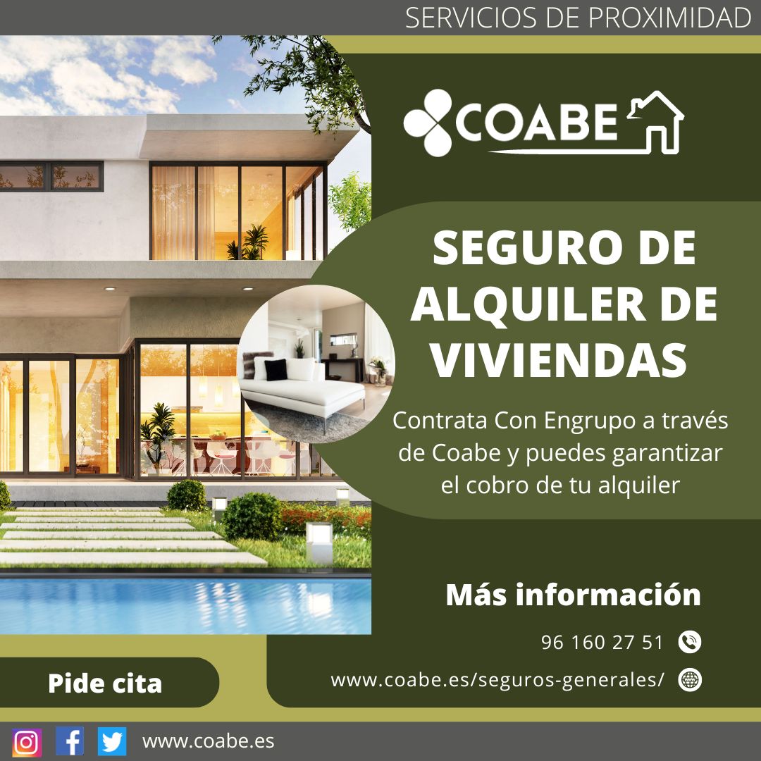 coabecoopv's tweet photo. COABE, Cooperativa Agrícola de Bétera. Servicios de Proximidad: SEGURO DE ALQUILER DE VIVIENDAS.
Cubre todas las necesidades del propietario para tener su vivienda protegida ante impago u ocupación.
Ven a informarte y solicita tu seguro.
Más información en 96 160 27 51. https://t.co/WLqmTqUaqp