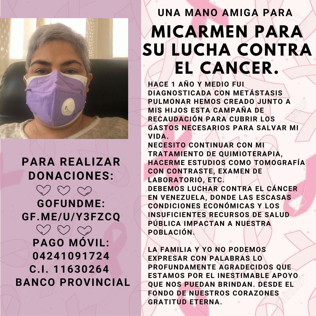 Micarmenlaprofe's tweet photo. Ayúdame en mi lucha contra el cáncer 🙏 deseo seguir viva https://t.co/Qv1czAUC5m