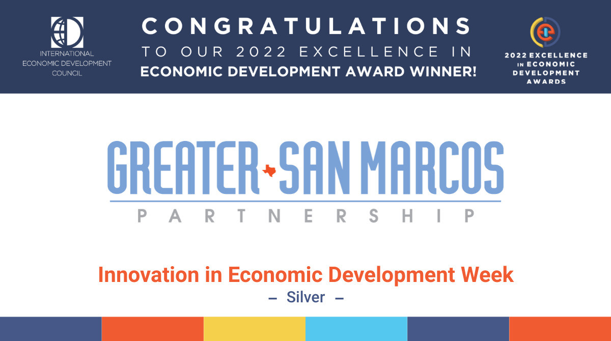 IEDCtweets's tweet image. Congratulations @GreaterSMTX on the Silver Award for the #EconDevWeek22 Video and Social Media Campaign