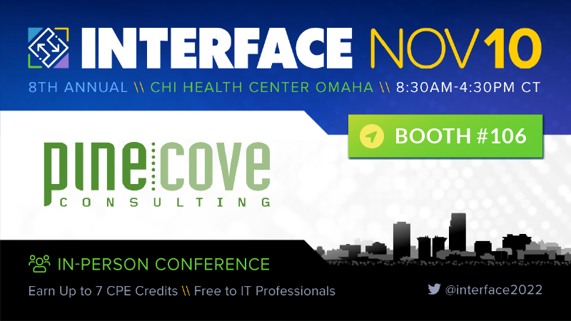 PINECC's tweet photo. Are you attending INTERFACE at the CHI Health Center in Omaha, NE, on NOVEMBER 10TH?
If so, stop by and see Pine Cove Consulting and Ruckus at Booth #106... we have some awesome giveaways!
Not registered yet? Sign up for the event here: https://t.co/gOKT0bTUuq
#interface2022 https://t.co/zoWxuypKeT