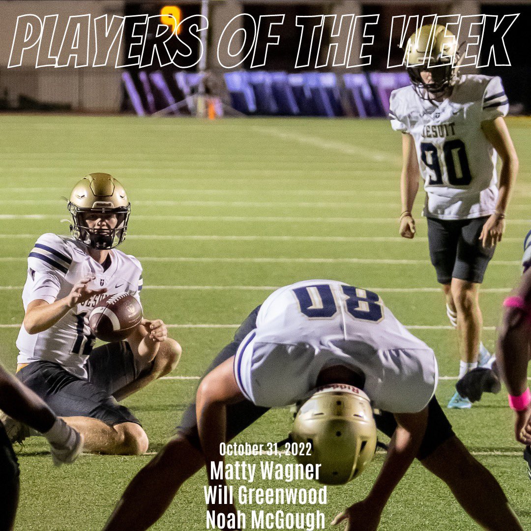 TheNoahMcGough's tweet photo. The “Special” in special teams. This crew is close to perfect on the season and makes a difference every game. #54points @MattyWagner1 @willgreenwood23 @CoachBHickman @obi1_39 @Chris_Sailer @JesuitDallasFB @AZKicking @simplekicking @nickfolk2 @KohlsKicking @mattmosley https://t.co/T4zFfWrixC